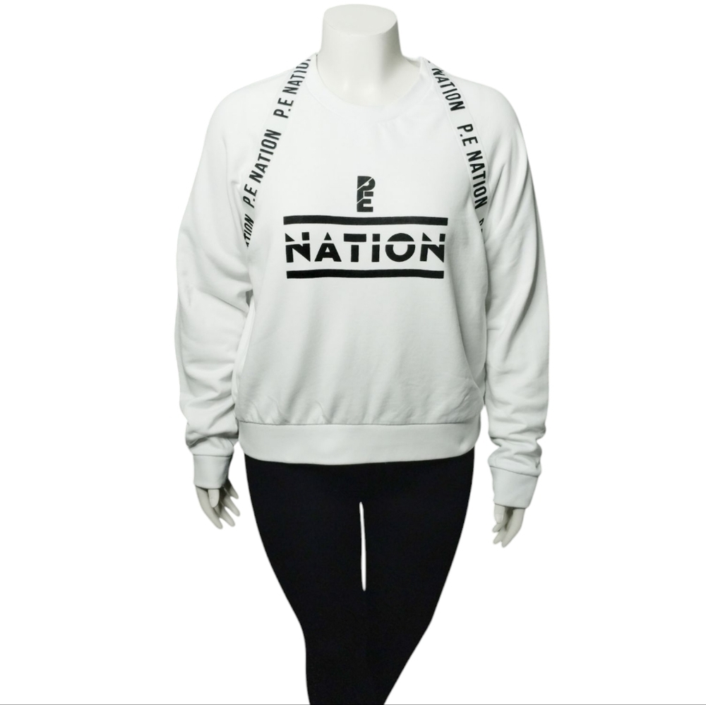 P.E Nation Womens The Wembley Tennis Preppy Athletic Gym Loungewear Sweatshirt M